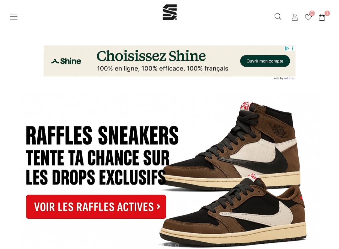 Capture d'écran du site ShoemaniaQ.com, plateforme e-commerce sneakers optimisée SEO